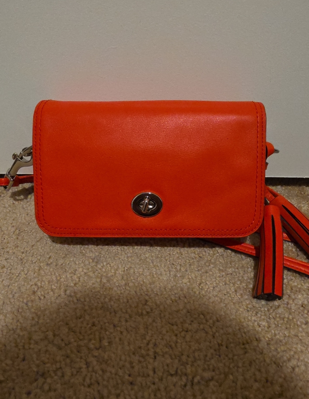 Coach Coral Leather Crossbody with Tassel